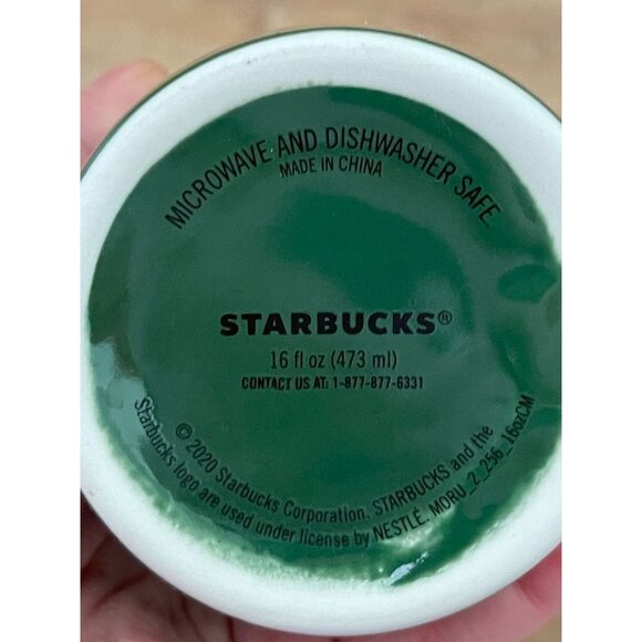 NWOT Starbucks 16oz Green Ceramic Mug With Purple Trees - Picture 5 of 5